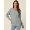 Seta T Women's V Neck Waffle Knit Long Sleeve Casual Tunic Blouses - 2 of 4