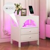 ODK Bedside table23110801white Night Stand with Charger Station, Medium, White - 4 of 4