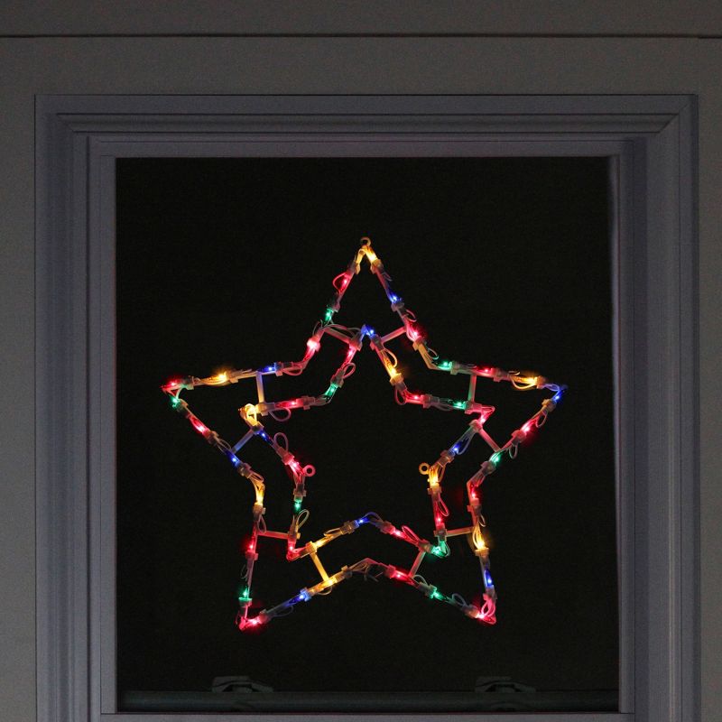 Northlight 16" Multi-Color Lighted Star Christmas Window Silhouette Decoration, 3 of 5