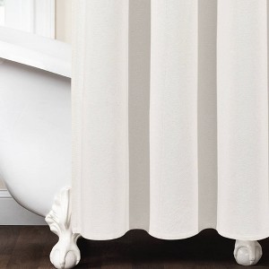Farmhouse Boho Striped Woven Tassel Yarn Dyed Cotton Shower Curtain Ivory/Black - Lush Décor: Bathroom Accent, Plain Weave Fabric - 1 of 4