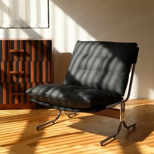 FONTOI Leather Armchair with High Back, Modern Accent Chair, Sofa Chairs with Soft Padded for Home, Black, 32.3"*39"*27.4" - 1 of 4