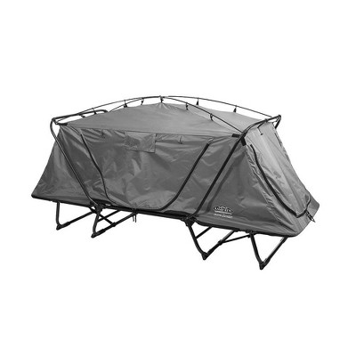 Kamp-Rite Oversize Portable Durable Cot, Versatile Design Converts into Cot, Chair, or Tent w/ Easy Setup, Waterproof Rainfly & Carry Bag, Gray