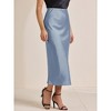 INSPIRE CHIC Women Satin Maxi Elastic High Waist Side Slit Flowy Long for Party Wedding Skirt - 3 of 4