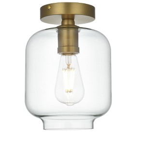 Elegant Lighting Collier 7.5 Inch Flush Mount Clear Shade in Satin Gold - 1 of 4
