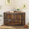 LOVMOR 53 inch Furniture Dog Crate Corner, Dog Kennel Corner Wooden End Table with Bowl, Indoor Pet Crates Corner Side Table for Dogs - 2 of 4