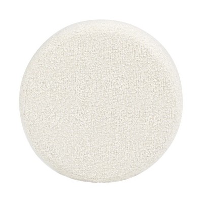 Ivory Bouclé Round Floor Cushion Ottoman 18.5"
