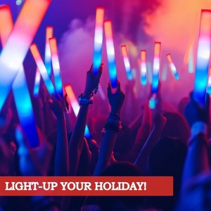 Joyfy 12 Pcs Patriotic Foam Glow Sticks, 16" Red White Blue LED Wands, Light-Up Party Supplies for Independence Day Parade Carnival Celebration - 1 of 4