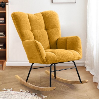 Teddy Fabric Rocking Chair, Modern Rocking Accent Chair for Nursery