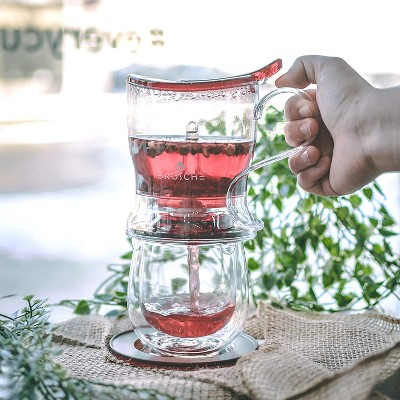 Red BPA-Free Tritan Plastic Bottom Dispensing Tea Maker, 17.7 fl oz