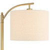 360 Lighting Modern Downbridge Floor Lamp 61 1/2" Tall Warm Gold Metal Off-White Linen Drum Shade for Living Room Reading Bedroom - 3 of 4