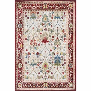 Hauteloom Neola White/Red Damask Area Rug - 1 of 4