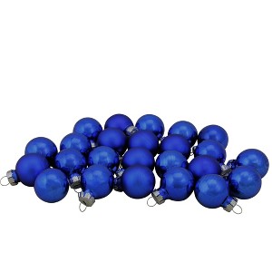 Northlight 24ct Blue Glass 2-Finish Christmas Ball Ornaments 1" (25.25mm) - 1 of 2