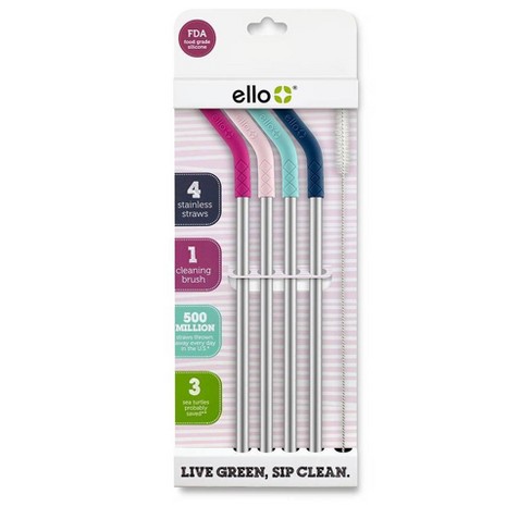 Ello 4pk Stainless Straws with Silicone Tips - image 1 of 3