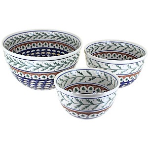 Blue Rose Polish Pottery 1900 Zaklady Mixing Bowl Set - 1 of 1