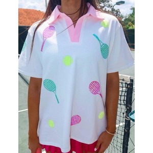 Women's Tennis Sequin Embroidery Shirt - FANTASTIC FAWN - 1 of 2