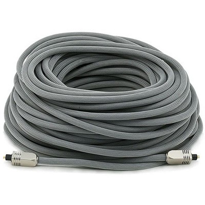 Monoprice Digital Optical Audio Cable - 100 Feet - Gray | Premium S/PDIF (Toslink) Heavy Duty Mesh Jacket, Metal Connector Heads, for Play Station,