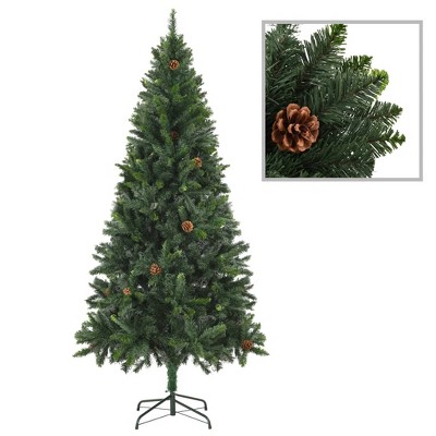 vidaXL Artificial Christmas Tree with Pine Cones Green 6 ft