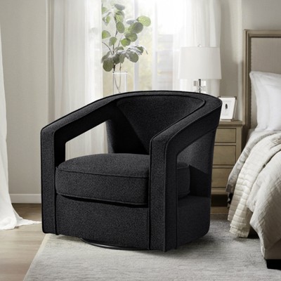 30 inch W 360° Swivel Chenille Accent Chair – Modern Barrel Chair for Living Room No Assembly Required