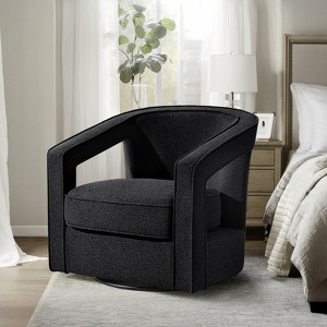 30 inch W 360° Swivel Chenille Accent Chair – Modern Barrel Chair for Living Room No Assembly Required - 1 of 4