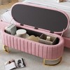 ACEPANO 47.2 in. W Button-Tufted Velvet Ottoman with Metal Legs & Storage Space-Pink - 2 of 4