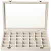 35-Grid Velvet Jewelry Tray with Clear Lid, Drawer Insert Organizer for Earrings & Rings, 13.8x9.5x2 Inches - 2 of 4