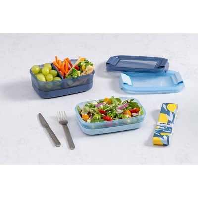 Ello 2-Pack Blue and Gray Plastic Bento Box