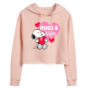Women's - Peanuts - Snoopy Hugs And Kisses Cropped Graphic Hoodie - 1 of 4