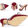 Perphy Women's Pointed Toe Solid Color Slip on Rhinestones Bow Stiletto Heel Mules - 3 of 4