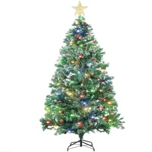 Pre-Lit Artificial Christmas Tree with 350 Multi-Color Lights, 80 Pinecones, Star Topper, 1000 Tips, 8 Modes, Easy Assembly - 1 of 4