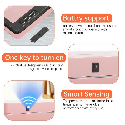 Pink 13 Gallon Touchless Plastic Trash Can with Motion Sensor
