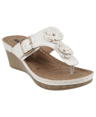 Gc Shoes Narbone White 9 Flower Comfort Slide Wedge Sandals : Target