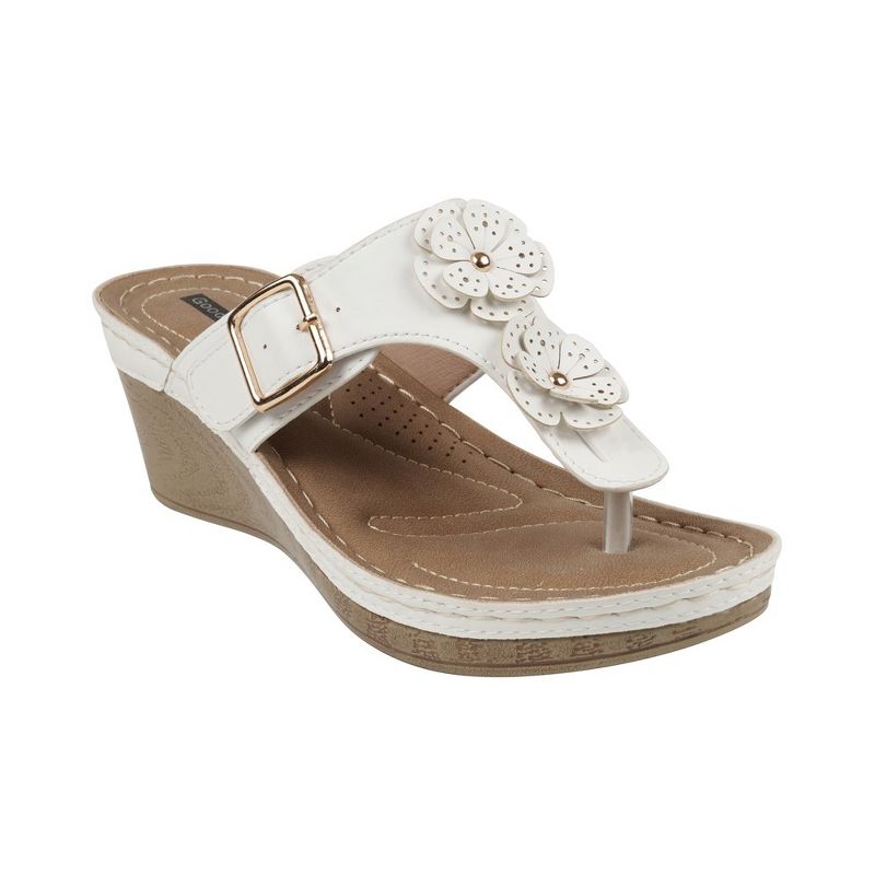 GC Shoes Narbone Flower Comfort Slide Wedge Sandals, 1 of 6