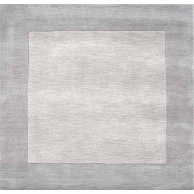 Hauteloom Bordered Solid Gray Wool Rug
