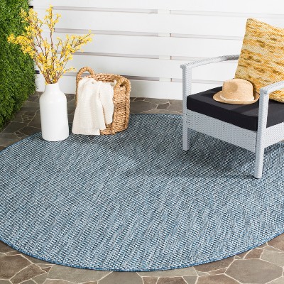 Courtyard CY8521 Power Loomed Indoor/Outdoor Area Rug - Navy/Grey - 7' round - Safavieh.