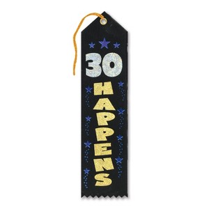 Beistle 30 Happens Award Ribbon, 2" x 8", (6/Pkg) Multicolored - 1 of 1
