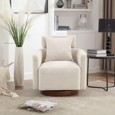 CAVINAS 360 Degree Accent Swivel Chair with Soft Adjustable Backrest Comfy Chair Lounge Chair for Living Room