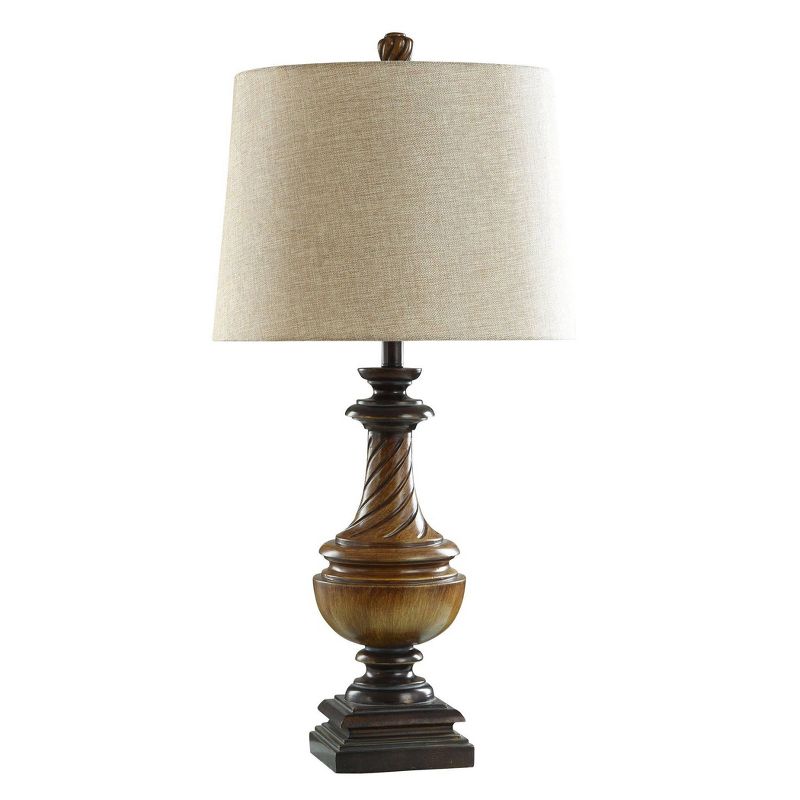 Toffee Wood Traditional Two-Tone Brown Swirled Table Lamp - StyleCraft, 3 of 7