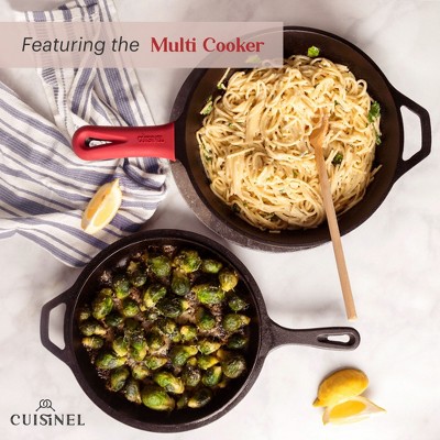11-Piece Black Cast Iron Non-Stick Cookware Set with Glass Lids