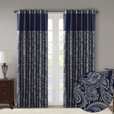 Kumasinova 2PCS Paisley Jacquard Faux Silk Curtain Panel,Window Curtains with Light Filtering,Rod Pocket/Back Tab,OEKO-TEX Certified