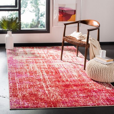 Reversible Red and Gold Synthetic 4' x 6' Area Rug