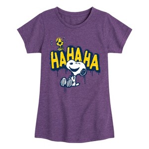 Girls' - Peanuts - Ha Ha Graffiti Fitted Short Sleeve Graphic T-Shirt - 1 of 4