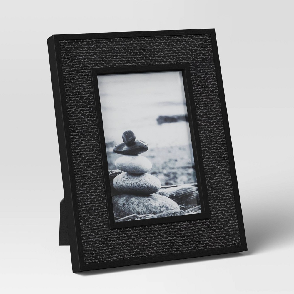 Photos - Photo Frame / Album 4"x6" Caning Table Frame Black - Threshold™