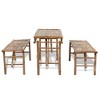 vidaXL Bamboo Picnic Table Bench Set 3-Piece - Outdoor Folding Beer Garden Patio Furniture - Brown Rectangular Dining Table and Benches - 4 of 4