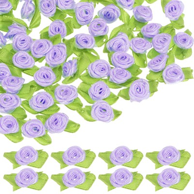 Unique Bargains Mini Ribbon Roses Fabric for Crafts Wedding 200 Pcs