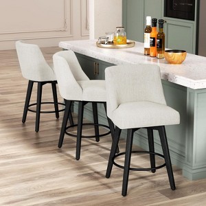 Counter Height Bar Stools, Upholstered Swivel Barstools Set of 2, Home Bar - 1 of 4
