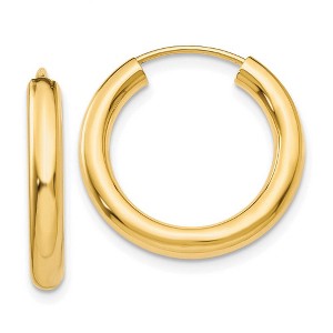 Black Bow Jewelry 3mm x 20mm 14k Yellow Gold Polished Endless Tube Hoop Earrings - 1 of 4