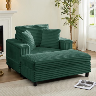Mjkone 43" W Oversized Chaise Lounge Chair Indoor with Ottoman