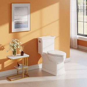 19" Elongated Toilet Bowl – 15.5" Comfort Height Two-Piece Design with Soft-Close Seat, 1.28 GPF Flush, ADA Compliant - 1 of 4
