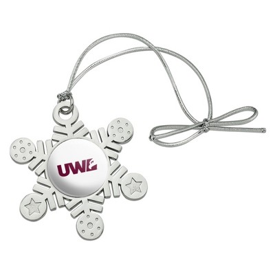 University of Wisconsin - La Crosse University Secondary Logo Metal Snowflake Christmas Tree Holiday Ornament