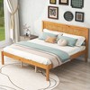 Okak Full/Twin Natural Platform Beds with Wide Wood Headboard,Solid Wood Bed Frame for Primary Bedroom,No Spring Box Needed - 2 of 4
